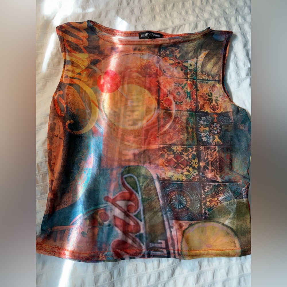 Colorful Abstract See-through top